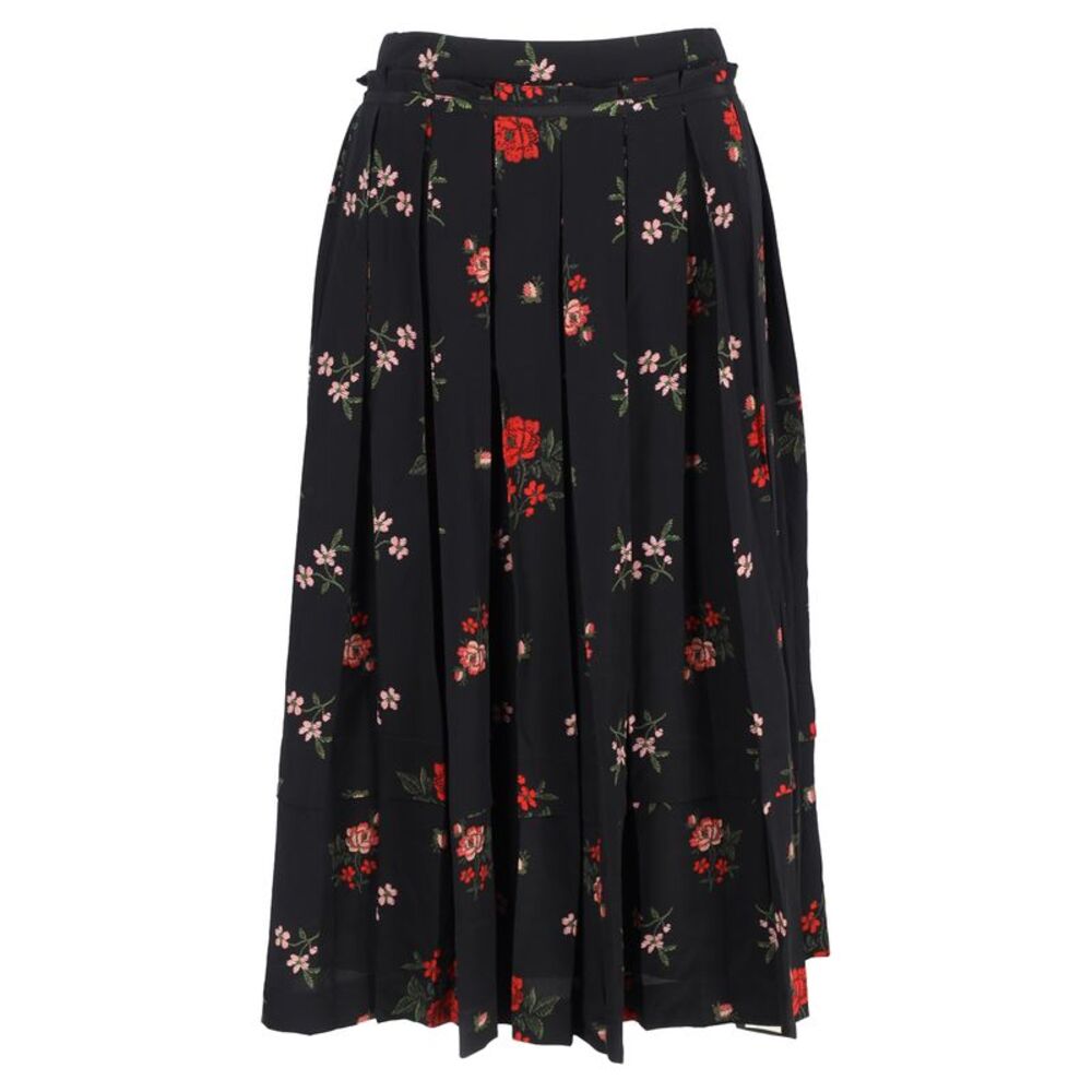 Simone Rocha Black Pleated A-Line Midi Skirt